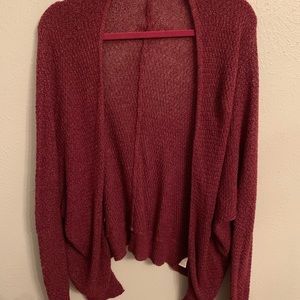 over sized maroon cardigan